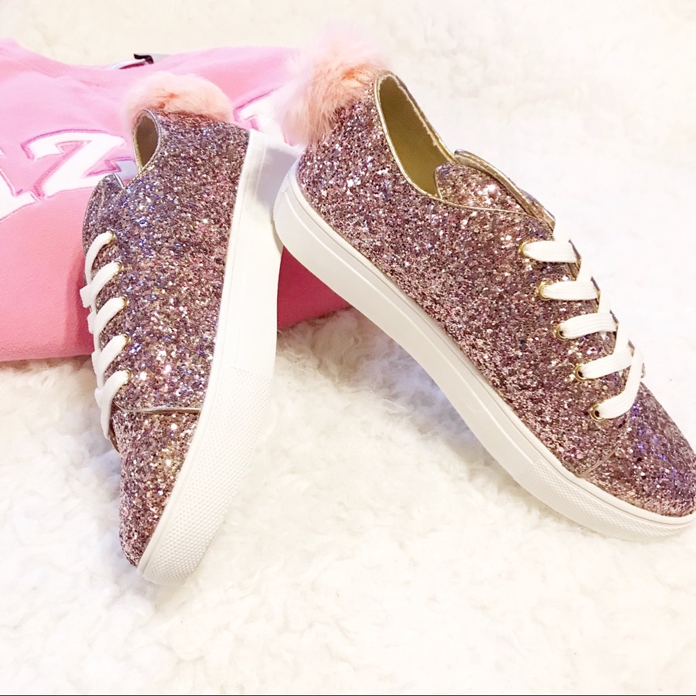 Women pink glitter bunny sneakers - Picture 7 of 9